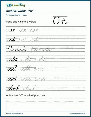 c in cursive|word with first letter cursive.